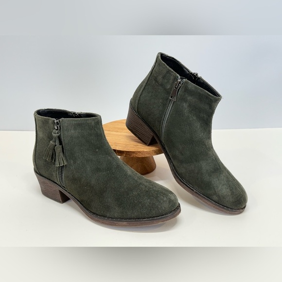 PROPET Hunter green suede double zip Rebel ankle boots size 8.5 - Picture 2 of 10